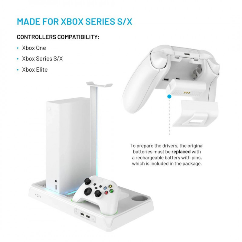 Fixed FIXXB-MCS-WH balta daudzfunkciju stacija Xbox Series X/S konsolēm