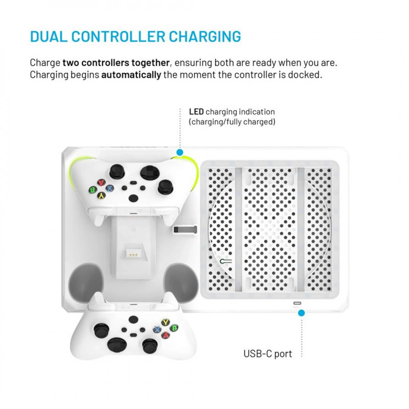 Fixed FIXXB-MCS-WH balta daudzfunkciju stacija Xbox Series X/S konsolēm