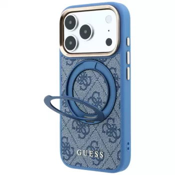 Guess Ring Stand 360 4G Classic Logo MagSafe apvalks iPhone 18 Pro / 17 Pro, zils