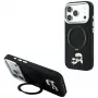 Karl Lagerfeld Ring Stand 360 Karl & Choupette Heads Pin MagSafe apvalks iPhone 18 Pro Max / 17 Pro Max, melns
