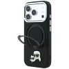 Karl Lagerfeld Ring Stand 360 Karl & Choupette Heads Pin MagSafe apvalks iPhone 18 Pro Max / 17 Pro Max, melns