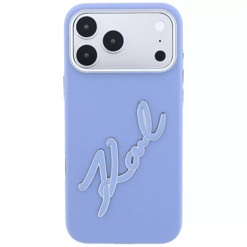 Karl Lagerfeld Smooth Big Resin Signature Logo apvalks iPhone 18 Pro Max / 17 Pro Max, zils