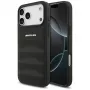 Mercedes AMG00117 telefona vāciņš iPhone 18 Pro Max / 17 Pro Max, AMG Leather Debossed Lines Logo, melns