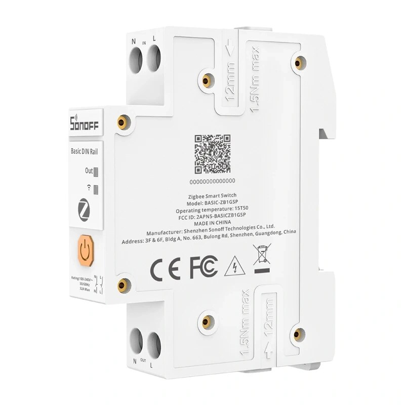 SONOFF BASIC-ZB1GSP viedais Zigbee slēdzis uz DIN sliedes, 32 A