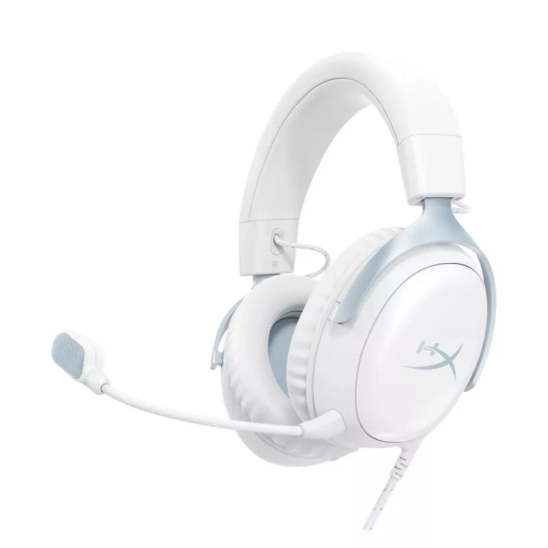 HyperX Cloud III spēļu austiņas ar mikrofonu, baltzilas, DF7F1AA