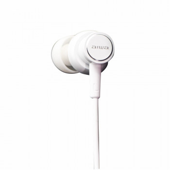 Aiwa ESTM-500W baltas ausīs ievietojamās austiņas ar mikrofonu, vadu, 3,5 mm pieslēgvieta
