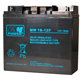 MPL Power Elektro MW 18-12 UPS akumulators, svina-skābes AGM, bezapkopes, 12 V 18 Ah, melnā krāsā