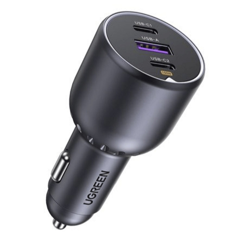 Ugreen EC705 auto lādētājs ar USB un 2x USB-C, 130 W, ar 1 m 5 A vadu