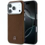 Mercedes Mer008905 tālruņa apvalks iPhone 18 Pro / 17 Pro, Leather Semi Wrap Wood Effect, MagSafe, camel krāsā