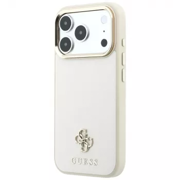 Guess GUE005532 tālruņa apvalks iPhone 18 Pro / 17 Pro, Saffiano Small 4G & Classic Logo, MagSafe, bēšā krāsā