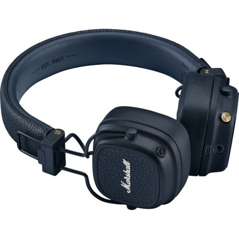 Marshall Major V bezvadu austiņas, Bluetooth 5.3, tumši zilas