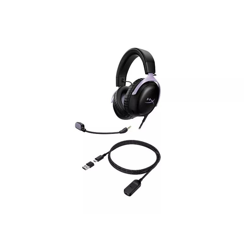 HyperX Cloud III austiņas spēlētājiem, melnā/lavandas krāsā
