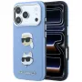 Karl Lagerfeld KF003247 Saffiano ar Karl & Choupette Heads Pins & Logo telefona vāciņš iPhone 18 Pro / 17 Pro, gaiši zilā krāsā