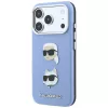 Karl Lagerfeld KF003247 Saffiano ar Karl & Choupette Heads Pins & Logo telefona vāciņš iPhone 18 Pro / 17 Pro, gaiši zilā krāsā