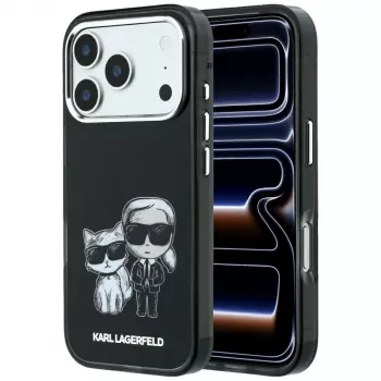 Karl Lagerfeld KF003184 Smooth Karl & Choupette Bodies Sketch MagSafe apvalks iPhone 18 Pro Max / 17 Pro Max, melns