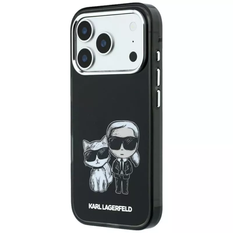 Karl Lagerfeld KF003184 Smooth Karl & Choupette Bodies Sketch MagSafe apvalks iPhone 18 Pro Max / 17 Pro Max, melns