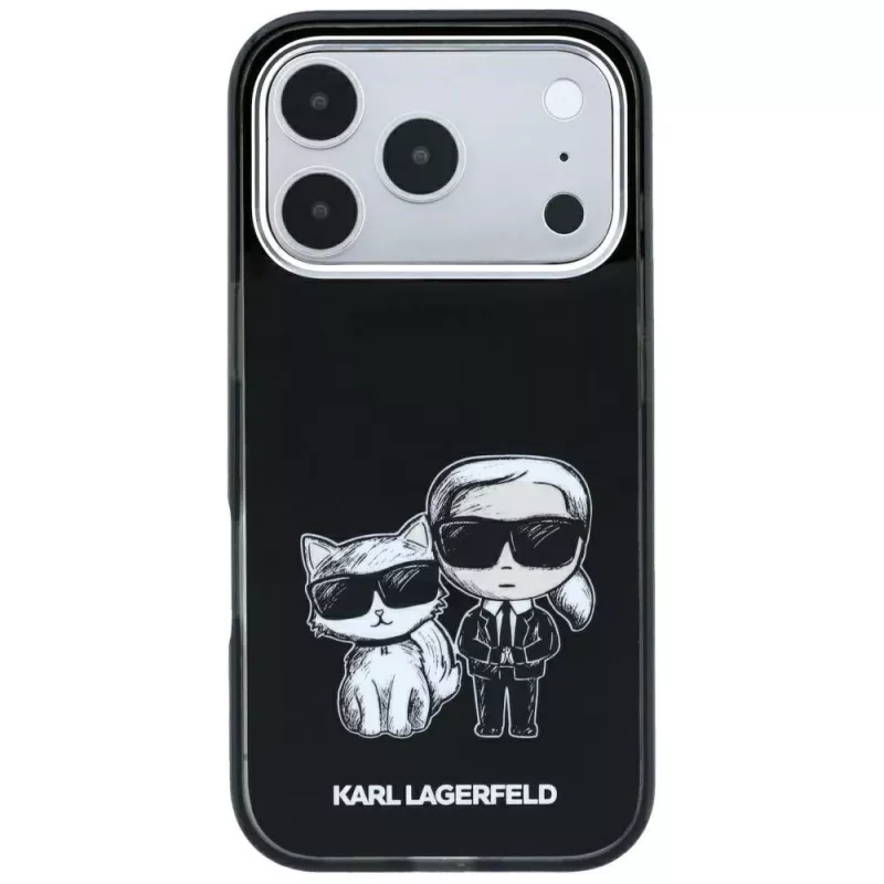 Karl Lagerfeld KF003184 Smooth Karl & Choupette Bodies Sketch MagSafe apvalks iPhone 18 Pro Max / 17 Pro Max, melns