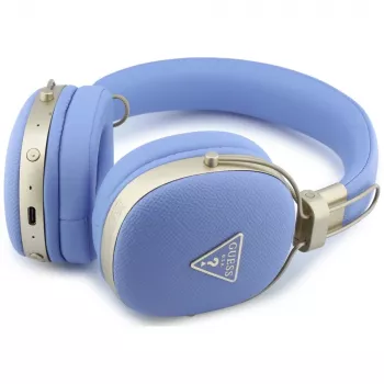 Guess Grained Triangle Gold Logo Bluetooth ENC austiņas, zilas