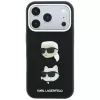 Karl Lagerfeld KF003249 Saffiano with Karl & Choupette Heads Pins & Logo vāciņš iPhone 18 Pro / 17 Pro, melns