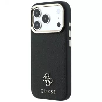 Guess Saffiano Small 4G & Classic Logo vāciņš ar MagSafe tālruņiem iPhone 18 Pro / 17 Pro, melns