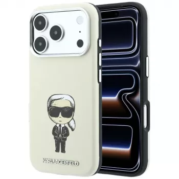 Karl Lagerfeld Smooth Ikonik Sketch vāciņš ar MagSafe tālruņiem iPhone 18 Pro Max / 17 Pro Max, bēšs