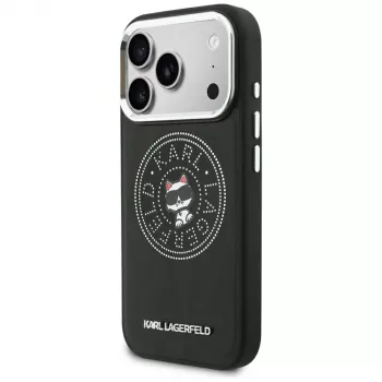 Karl Lagerfeld Point & Choupette Sketch vāciņš ar MagSafe tālruņiem iPhone 18 Pro / 17 Pro, melns