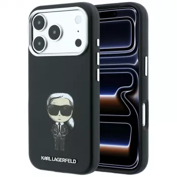 Karl Lagerfeld KF003194 Smooth Ikonik Sketch MagSafe vāciņš tālrunim iPhone 18 Pro Max / 17 Pro Max, melns