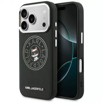 Karl Lagerfeld KF003296 Point & Choupette Sketch MagSafe vāciņš tālrunim iPhone 18 Pro Max / 17 Pro Max, melns