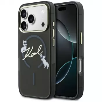 Karl Lagerfeld KF003346 Script Logo MagSafe vāciņš tālrunim iPhone 18 Pro Max / 17 Pro Max, melns