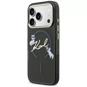 Karl Lagerfeld KF003346 Script Logo MagSafe vāciņš tālrunim iPhone 18 Pro Max / 17 Pro Max, melns