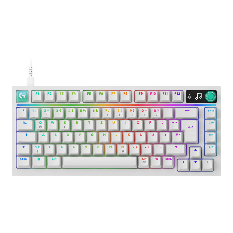 Logitech G316 X 75 mehāniskā spēļu tastatūra ar vadu, taktilā, balta, US International