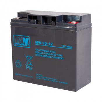 MPL Power Elektro MW Power MW 20-12 svina-skābes AGM akumulators UPS, bez apkopes, 12 V 20 Ah, melns