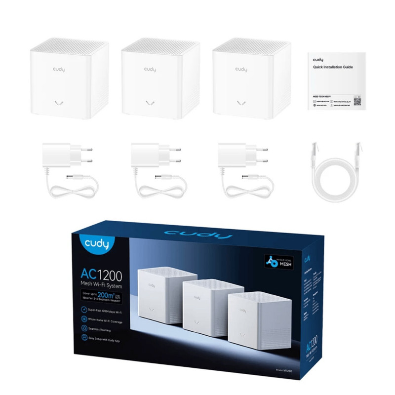 Cudy M1200 2.0 AC1200 Mesh Wi-Fi tīkls (3 gab.)