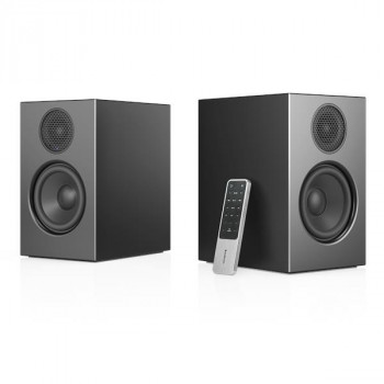 Audio Pro A28 Linkplay aktīvā stereo skaļruņu sistēma ar basa refleksu, melna