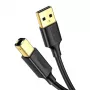 Ugreen US135 USB 2.0 A-B kabelis printerim, apzeltīts, 1 m, melns