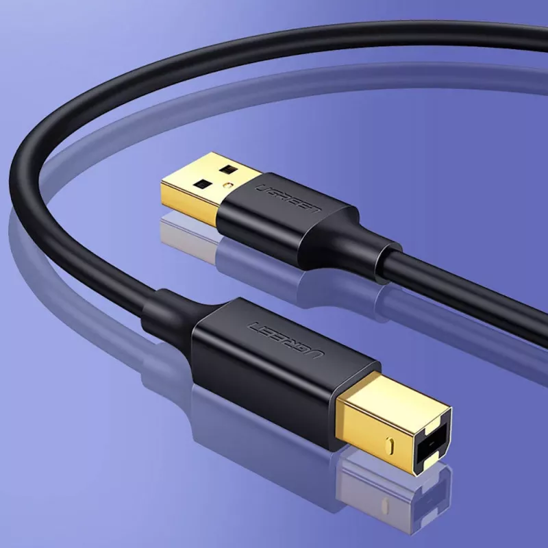 Ugreen US135 USB 2.0 A-B kabelis printerim, apzeltīts, 1 m, melns