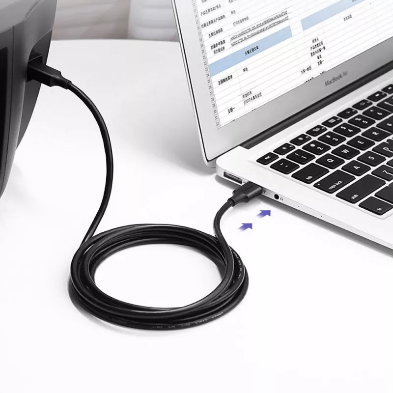 Ugreen US135 USB 2.0 A-B kabelis printerim, apzeltīts, 1 m, melns