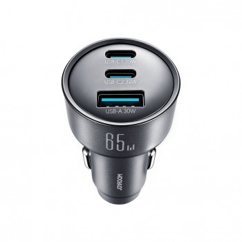 Joyroom JR-CCN19 lādētājs automašīnai, 65 W, 2x USB-C + USB-A, tumši pelēkā krāsā