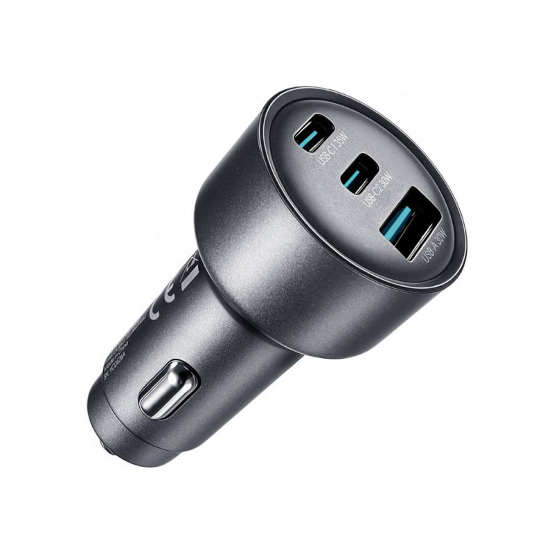 Joyroom JR-CCN19 lādētājs automašīnai, 65 W, 2x USB-C + USB-A, tumši pelēkā krāsā