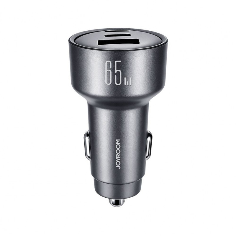 Joyroom JR-CCN19 lādētājs automašīnai, 65 W, 2x USB-C + USB-A, tumši pelēkā krāsā