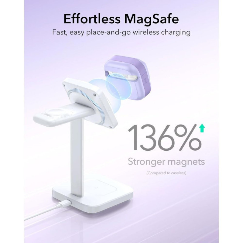 ESR Pulse HaloLock MagSafe austiņu apvalks Apple AirPods 4 / 5, lavandas krāsā