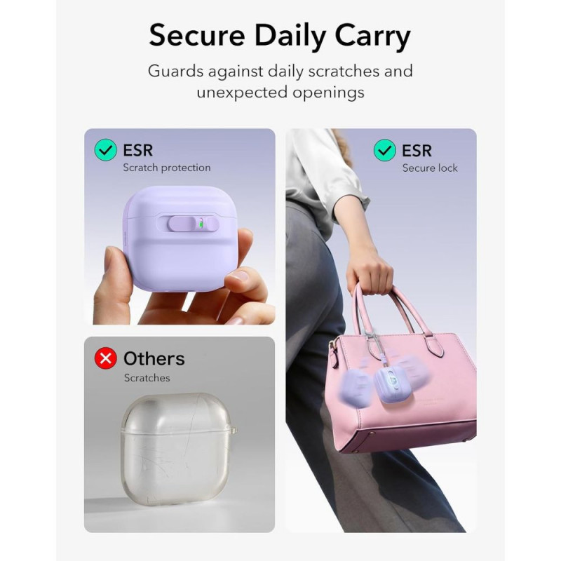 ESR Pulse HaloLock MagSafe austiņu apvalks Apple AirPods 4 / 5, lavandas krāsā