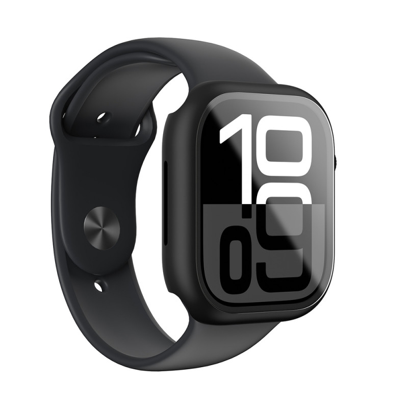 AmazingThing Radix Glass vāciņš Apple Watch 42 mm pulkstenim, rūdīts stikls, melns
