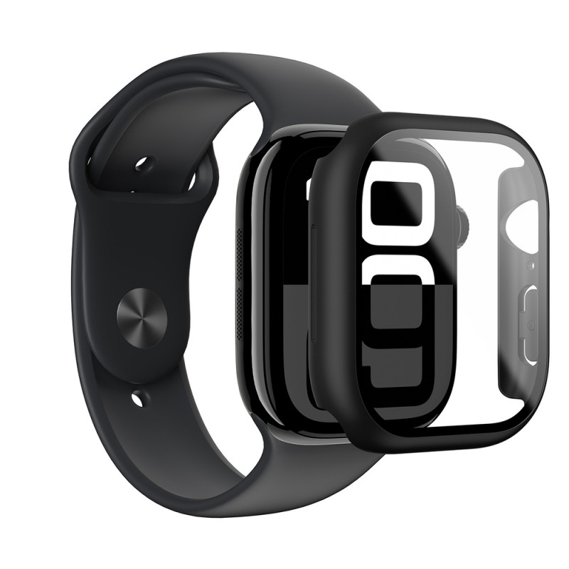 AmazingThing Radix Glass vāciņš Apple Watch 42 mm pulkstenim, rūdīts stikls, melns