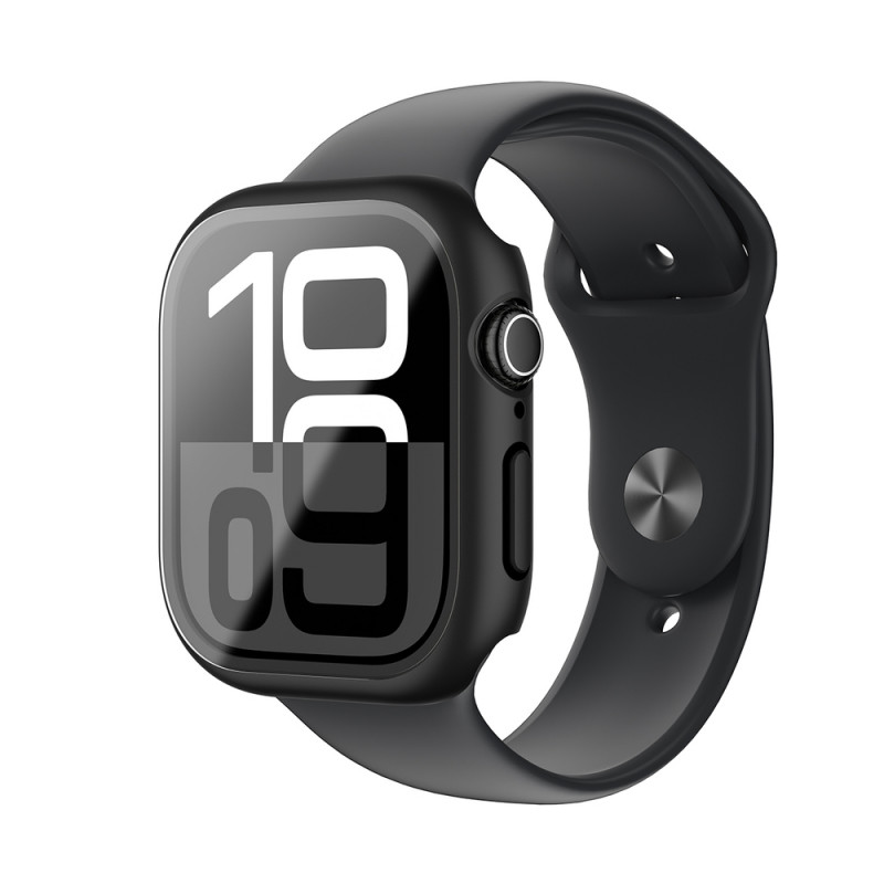 AmazingThing Radix Glass vāciņš Apple Watch 42 mm pulkstenim, rūdīts stikls, melns