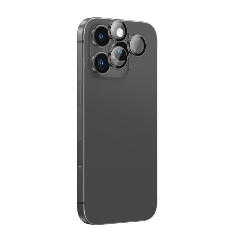 AmazingThing AR Aluminum 3 Lens Glass kameras objektīvu aizsargs ar rāmi iPhone 16 Pro / 16 Pro Max tālruņiem, melns