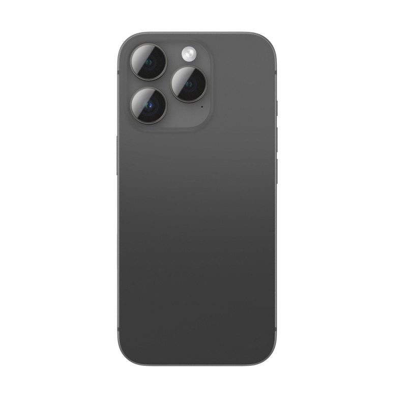 AmazingThing AR Aluminum 3 Lens Glass kameras objektīvu aizsargs ar rāmi iPhone 16 Pro / 16 Pro Max tālruņiem, melns