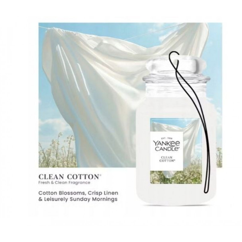 Yankee Candle Clean Cotton piekarināms auto gaisa atsvaidzinātājs, bonus iepakojums