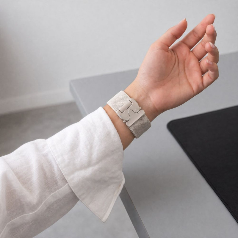Tech-Protect Nylon Clasp siksniņa pulkstenim Samsung Galaxy Watch 8 / 9 / Classic 40 / 44 / 46 mm, Starlight