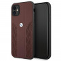BMW BMHCN61RSPPR Leather Curve Perforate cietais apvalks tālrunim Apple iPhone 11, sarkans